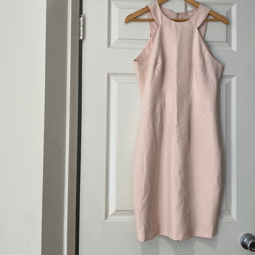 French Connection halter neck pastel pink dress. Perfect for any social event